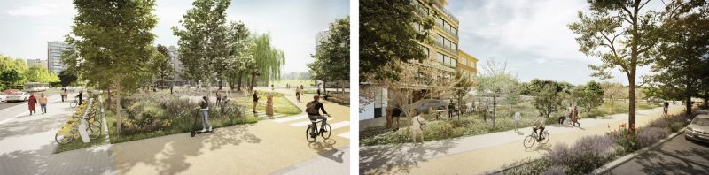 Simulaties van de toekomstige aanleg, Margaretha van Oostenrijkplein, Keizer Karellaan en Dendermondestraat