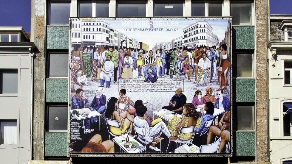 Matonge – Elsene, “Porte de Namur! Porte de l’Amour?” (Chéry Samba), Elsensesteenweg 7 (Elsene). Françoise Waltéry © MRBC - MBHG