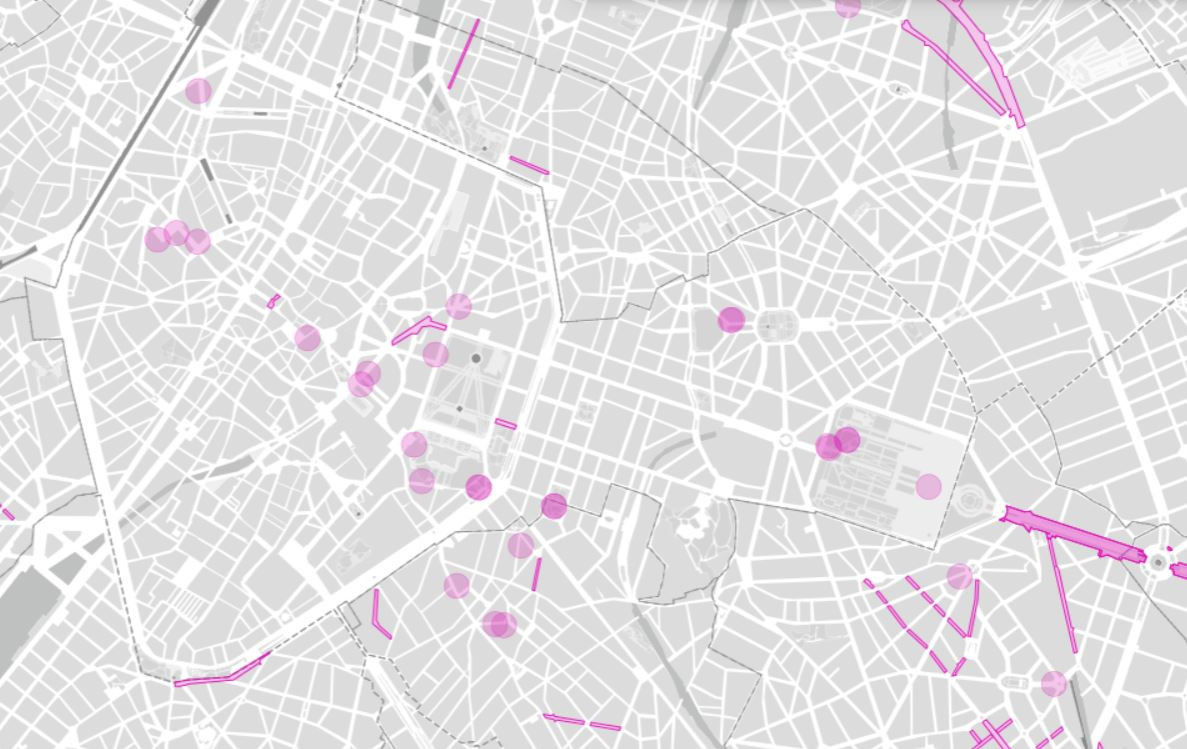 BruGIS-kaart “Inventaris van koloniale sporen” © urban.brussels